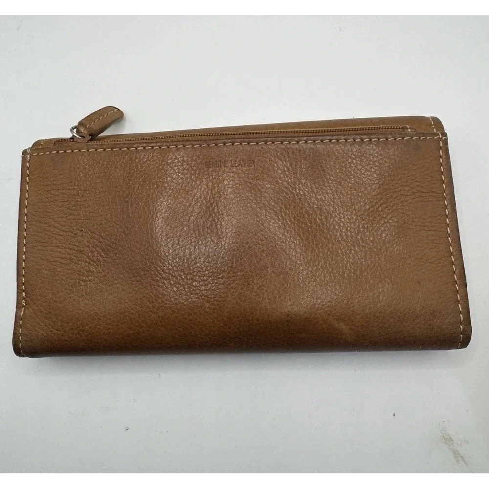 Fossil‎ Brown Leather Checkbook Wallet Bifold Organizer Womens
